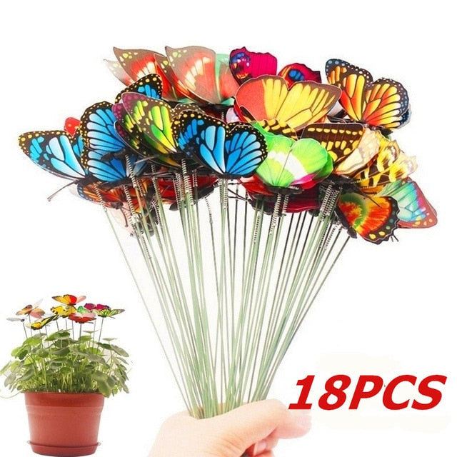 Bunch of Butterflies Garden Planter Butterfly Stakes