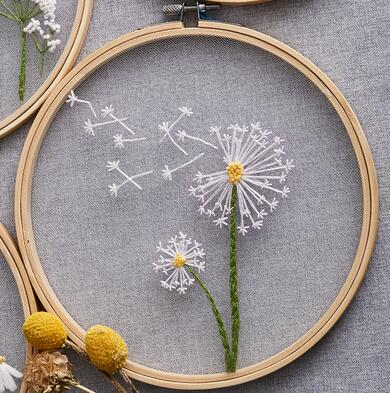 Mesh White Flowers DIY Embroidery Kit
