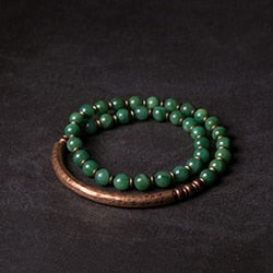 Multi Layer Copper African Grass Jade or Red Jasper Handcrafted Unisex Bracelet