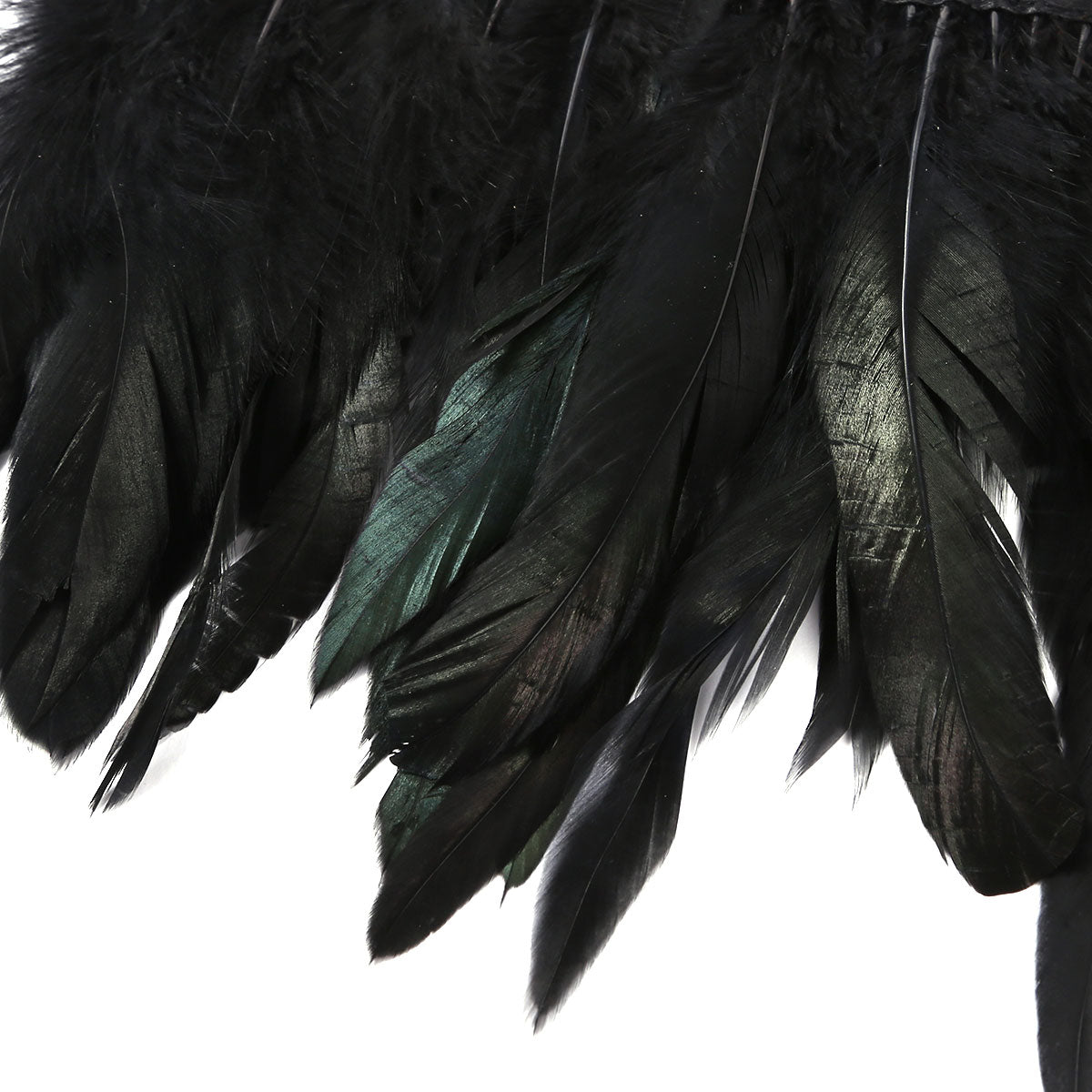 Black Natural Feather Wrist Cuffs with Ribbon Ties
