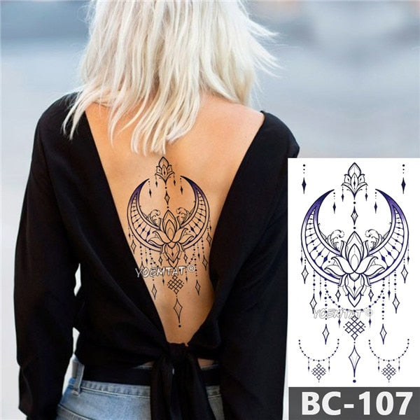 Chest Temporary Tattoo Waterproof Lace Totem Lotus Mandala
