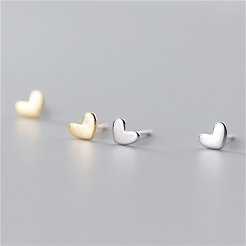 Teeny Tiny Love Heart Stud Earrings 925 Sterling Silver
