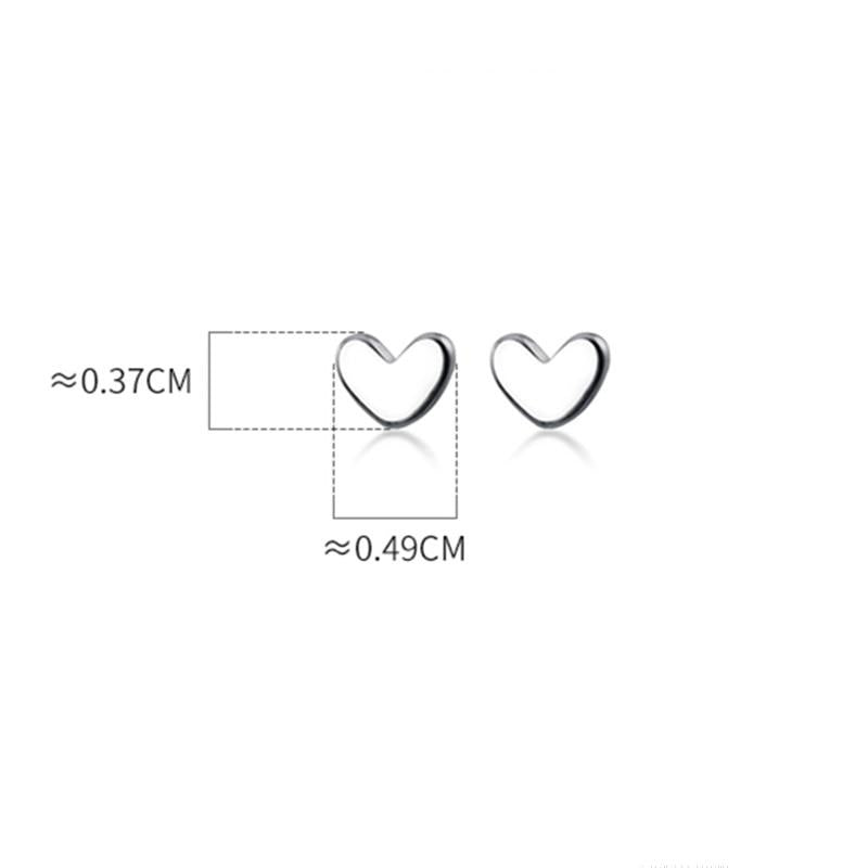 Teeny Tiny Love Heart Stud Earrings 925 Sterling Silver