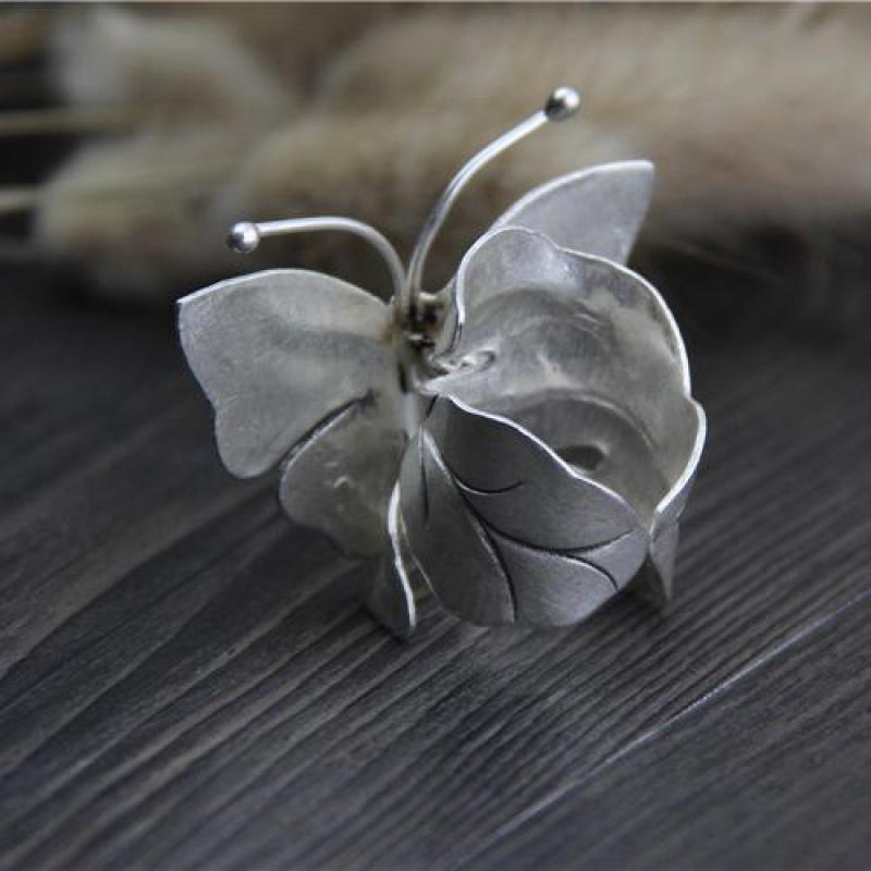 Large Butterfly Ring 925 Sterling Silver