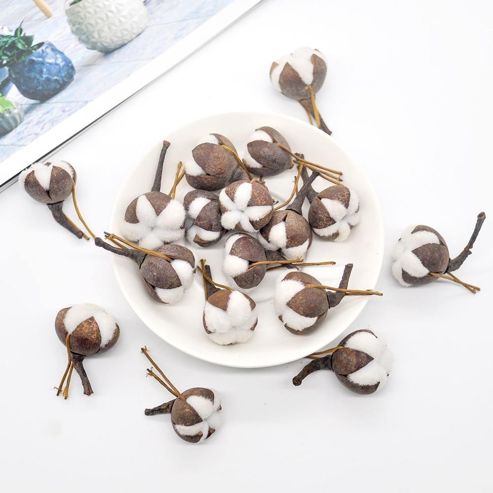 12 Artificial Cotton Flowers - Woodland Gatherer