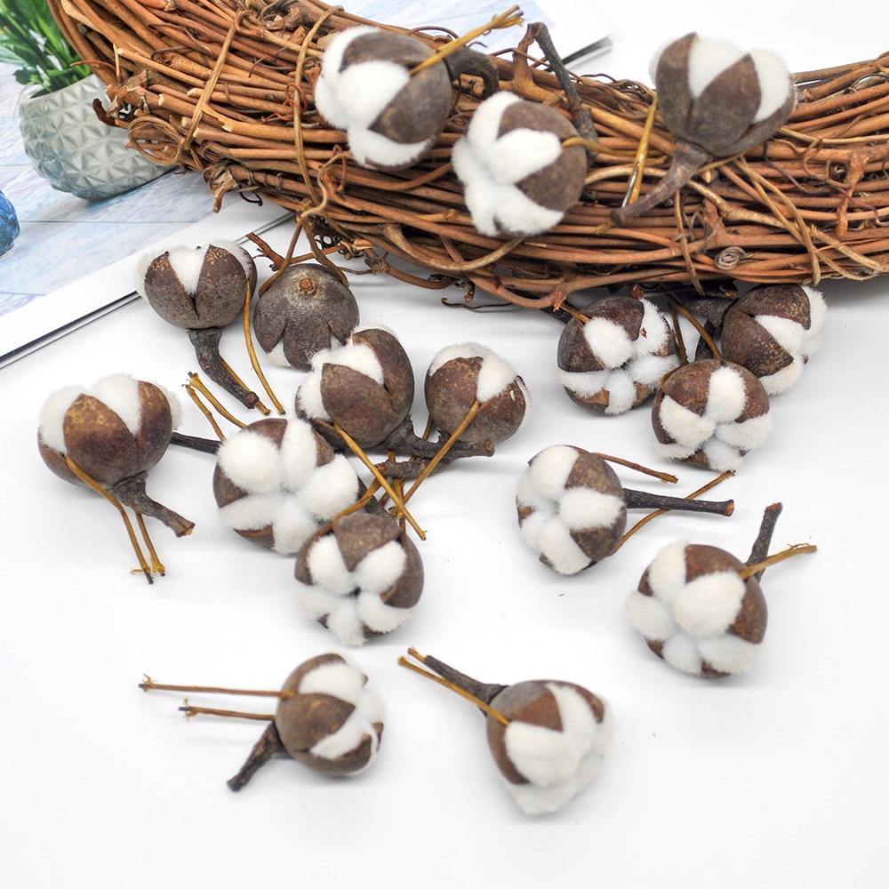 12 Artificial Cotton Flowers - Woodland Gatherer