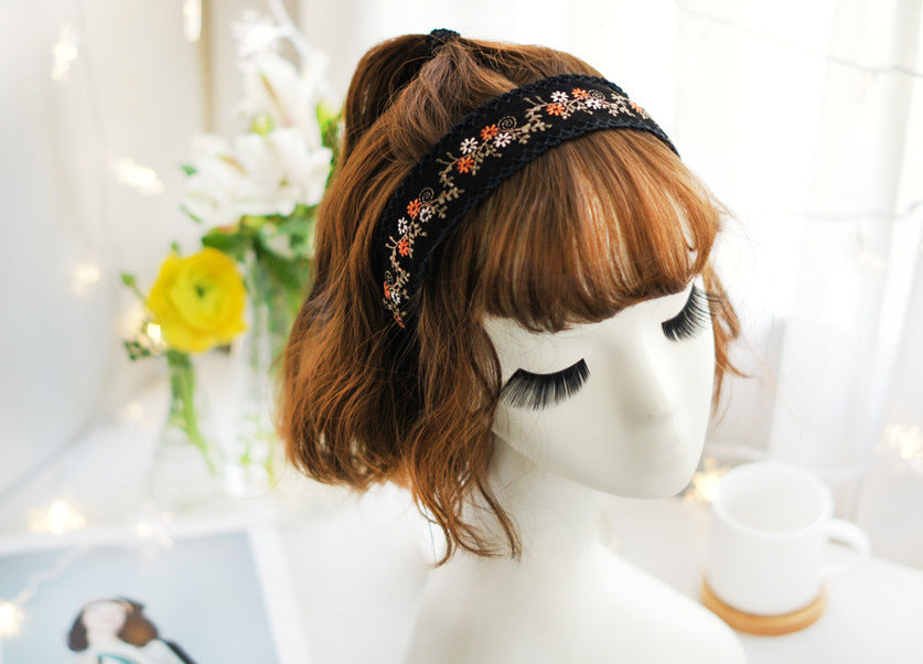 Wide Embroidered Ribbon Boho Hairbands