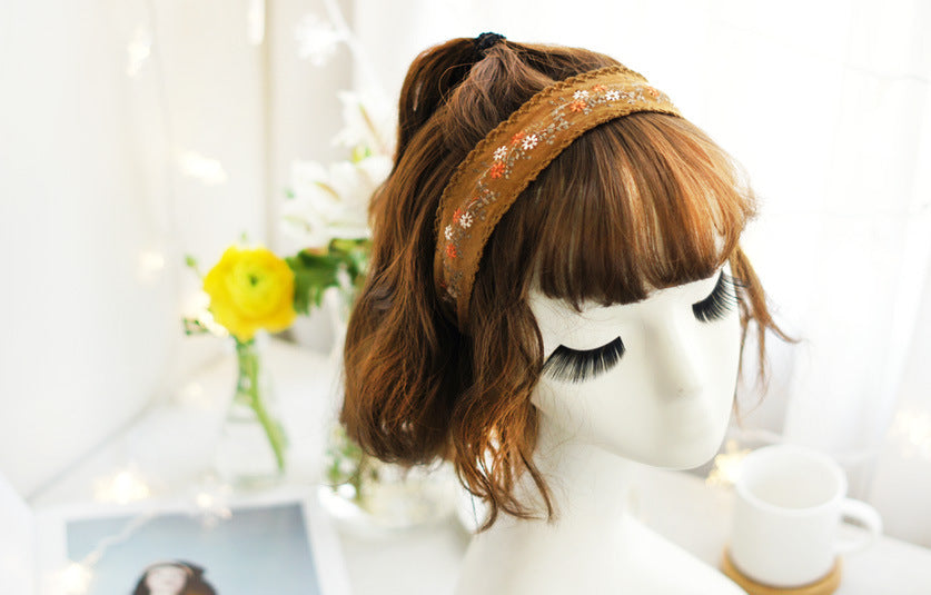Wide Embroidered Ribbon Boho Hairbands