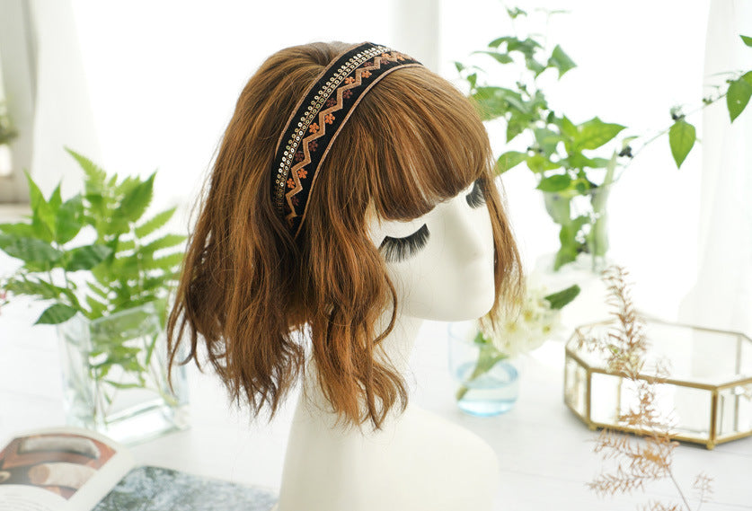 Wide Embroidered Ribbon Boho Hairbands