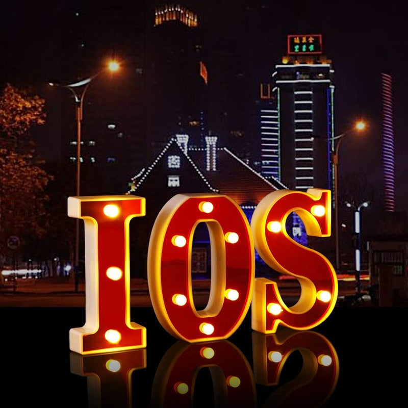 Red Circus Letters LED Light 26 Letters & 10 Numbers & Hearts