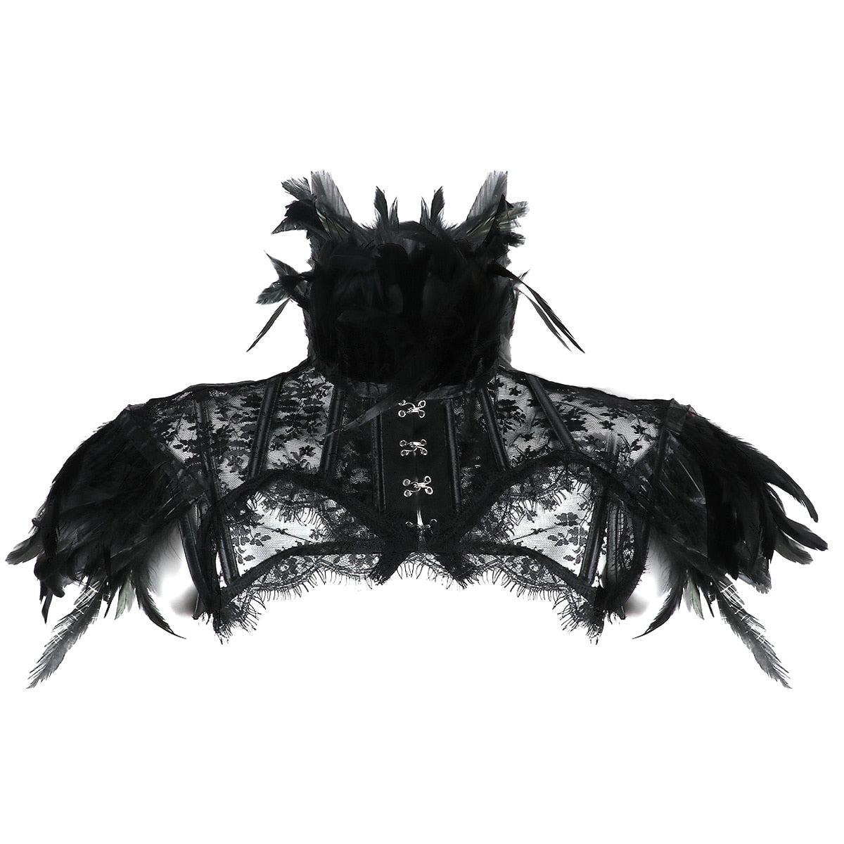 Vintage Punk Gothic Feather Lace Bolero Jacket Shrug