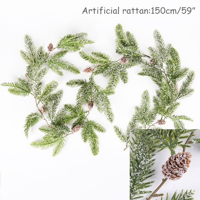 Christmas Wreath Berries Cones Artificial Vine Hanging Floral Foliage Garland Christmas Decorations