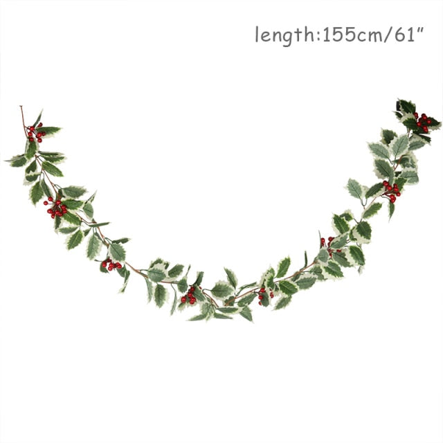 Christmas Wreath Berries Cones Artificial Vine Hanging Floral Foliage Garland Christmas Decorations