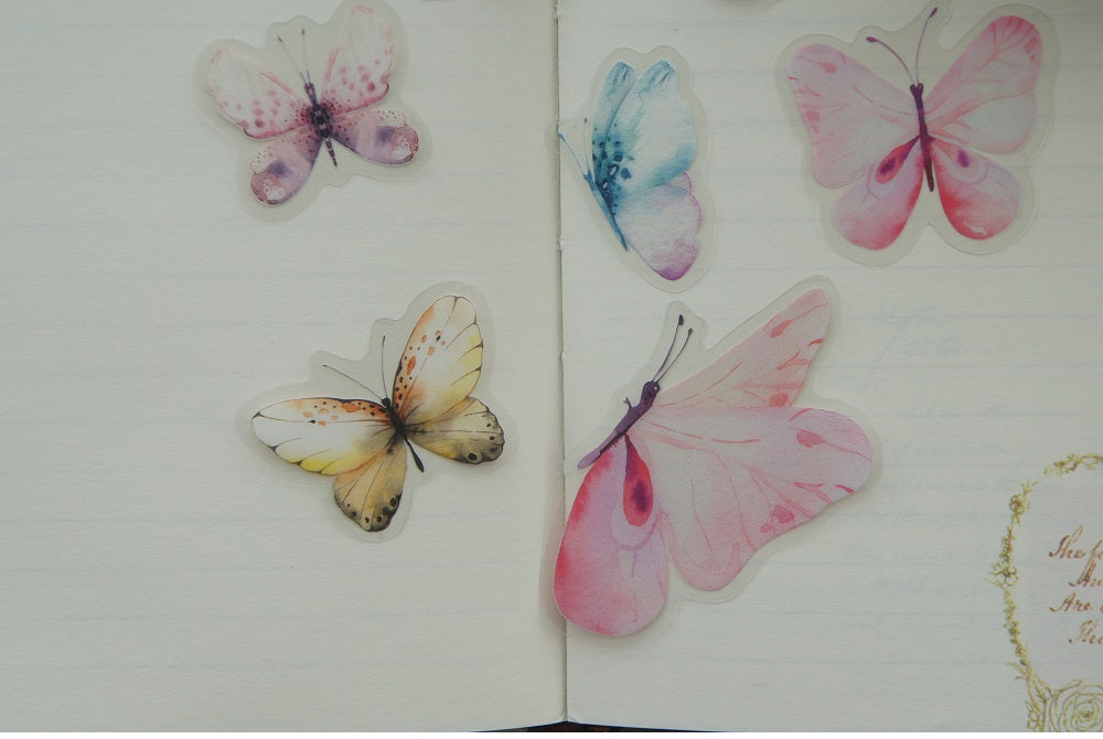38pcs Watercolour Butterfies PVC Stickers | Scrapbooking DIY Craft