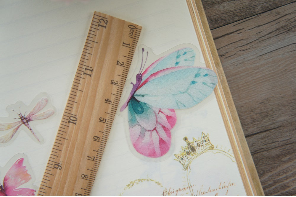 38pcs Watercolour Butterfies PVC Stickers | Scrapbooking DIY Craft