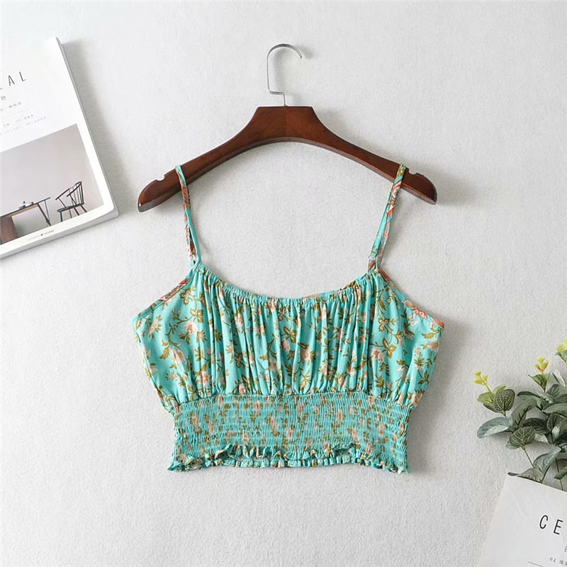 Two Piece Pale Mint Green Boho Wide Leg Pant & Matching Camis Set