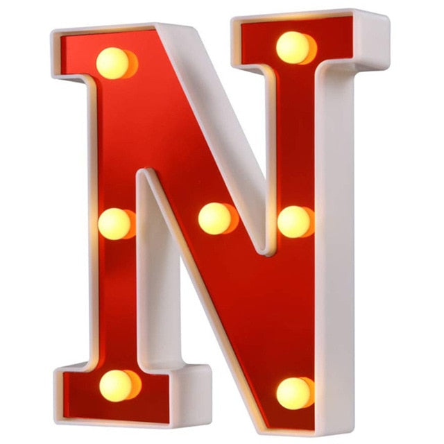 Red Circus Letters LED Light 26 Letters & 10 Numbers & Hearts