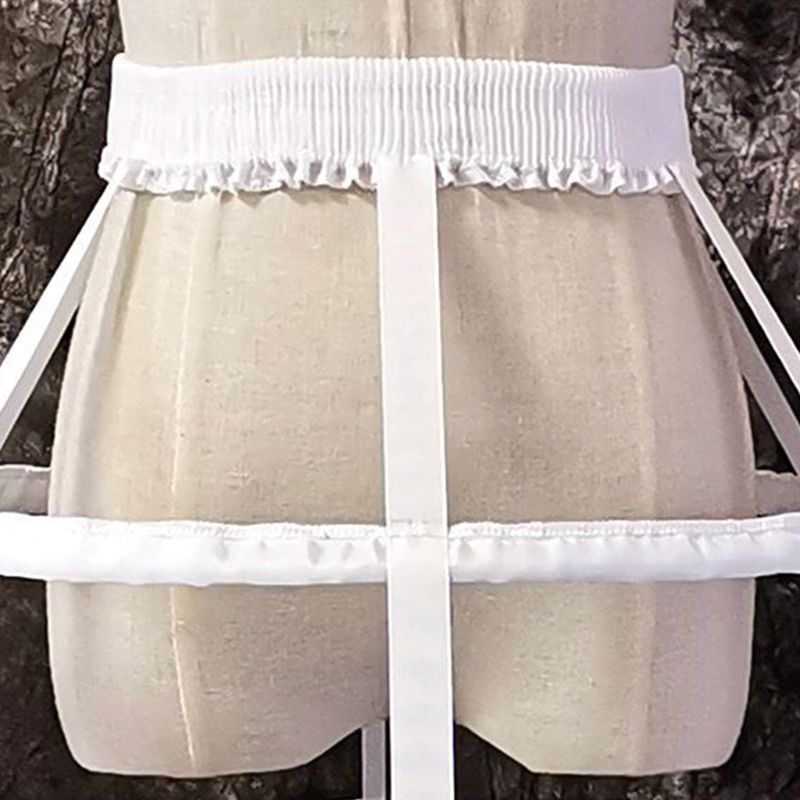 Lolita Fishbone Hollow Bird Cage Skirt Victorian Petticoat 2 Hoops Crinoline Embroidery Floral Lace Underskirt
