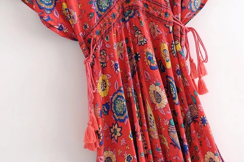 Peacock Print Summer Boho Dress Three Colours