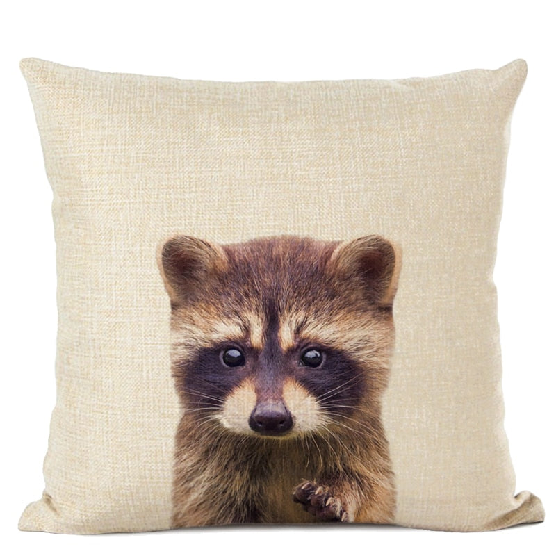 Cute Baby Animals Linen Cushion Covers