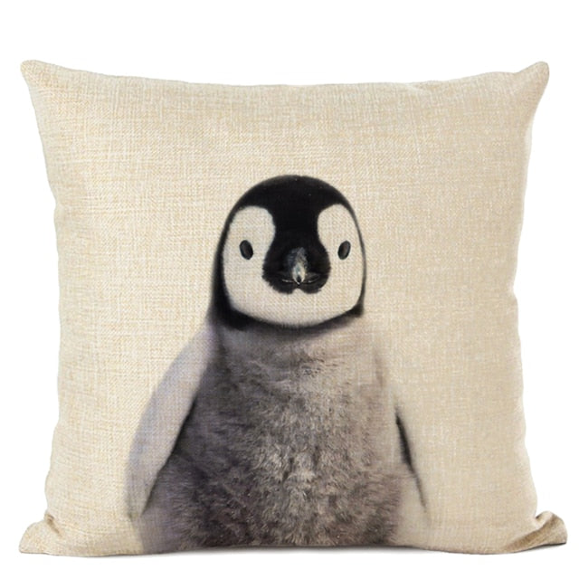 Cute Baby Animals Linen Cushion Covers