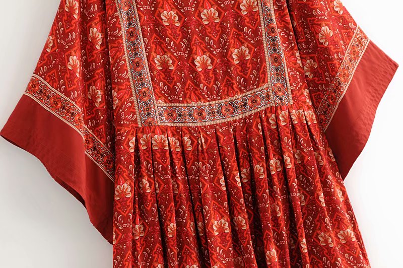 Kaia Boho Rust Red Long Top Mini Dress