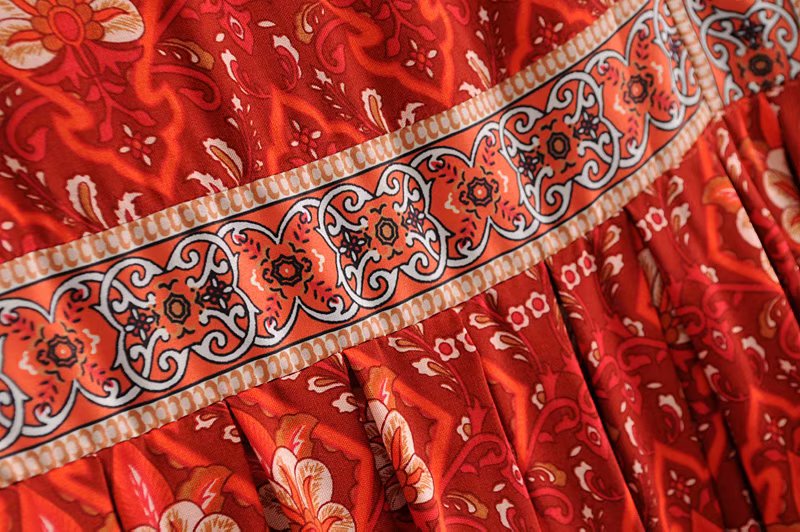 Kaia Boho Rust Red Long Top Mini Dress