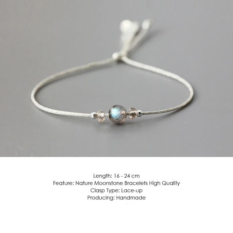 Silver Rope Bracelet 925 Sterling Silver With Natural Crystal