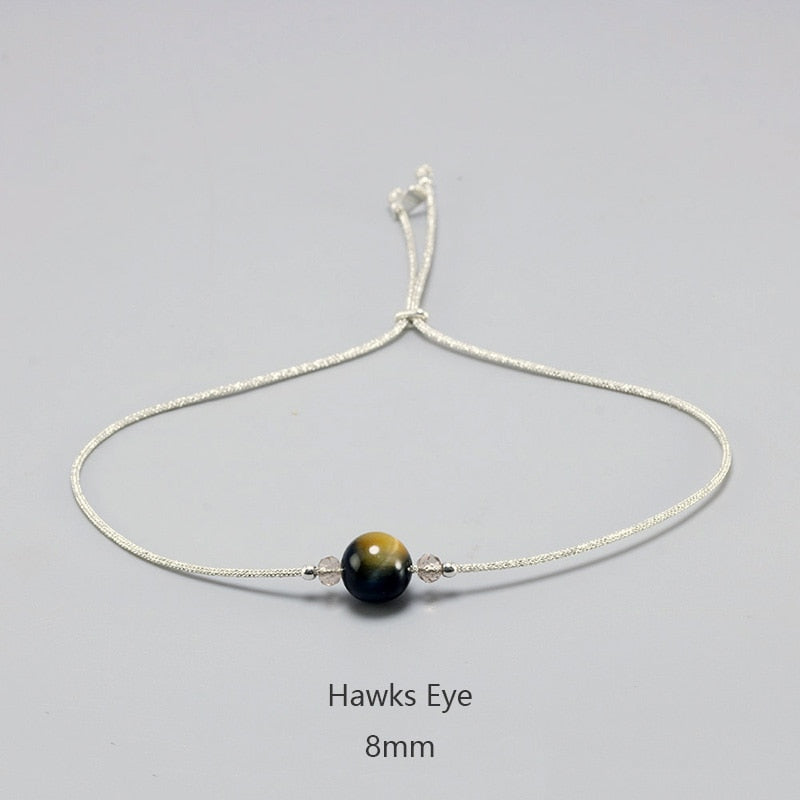 Silver Rope Bracelet 925 Sterling Silver With Natural Crystal