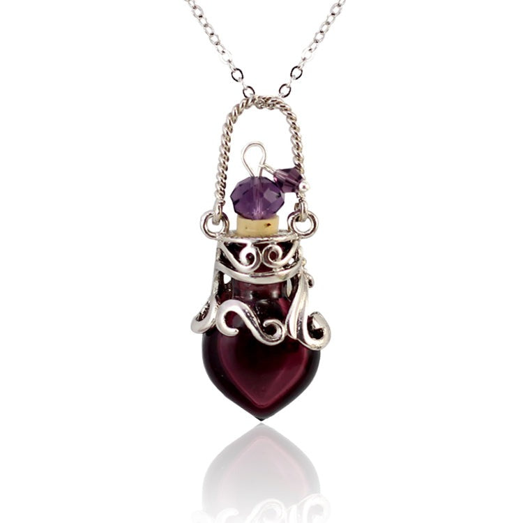 Fairy Heart Potion Bottle Glass Perfume Necklace Essential Oil Bottle Pendants