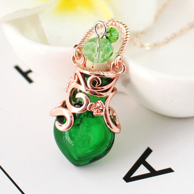 Fairy Heart Potion Bottle Glass Perfume Necklace Essential Oil Bottle Pendants