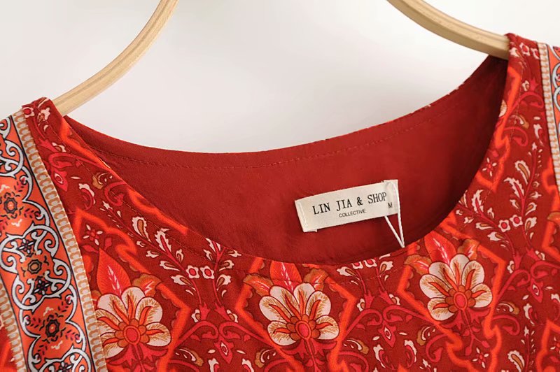 Kaia Boho Rust Red Long Top Mini Dress