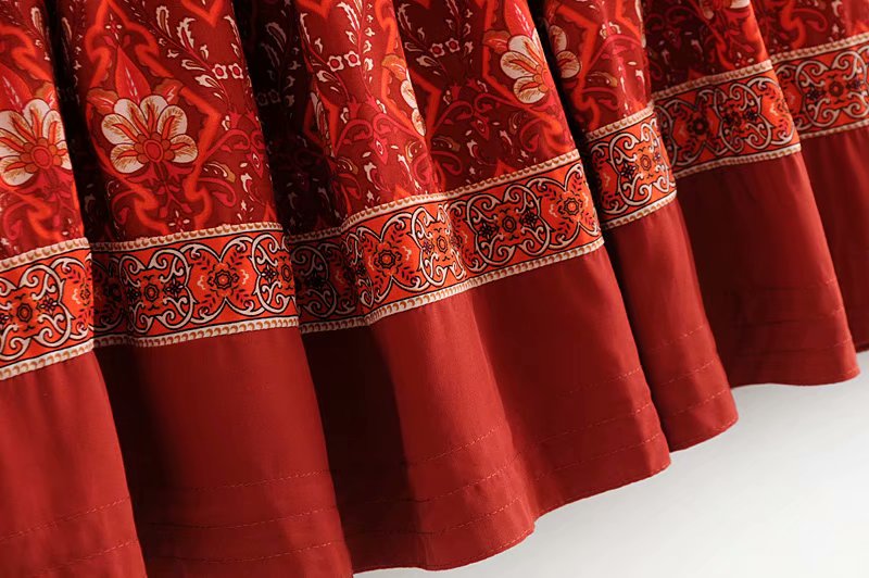 Kaia Boho Rust Red Long Top Mini Dress