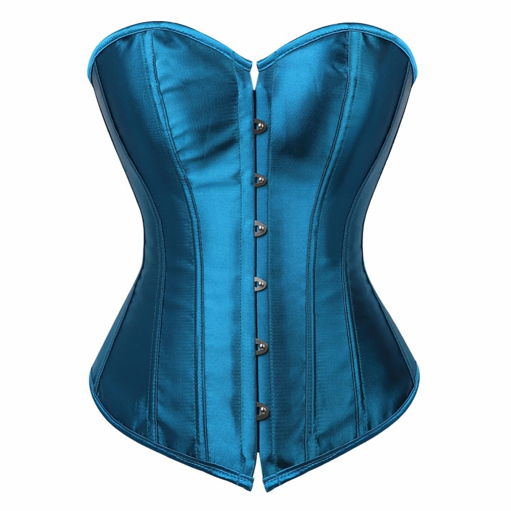 Jewel Tones Satin Lace Up Boned Corsets Ten Colours