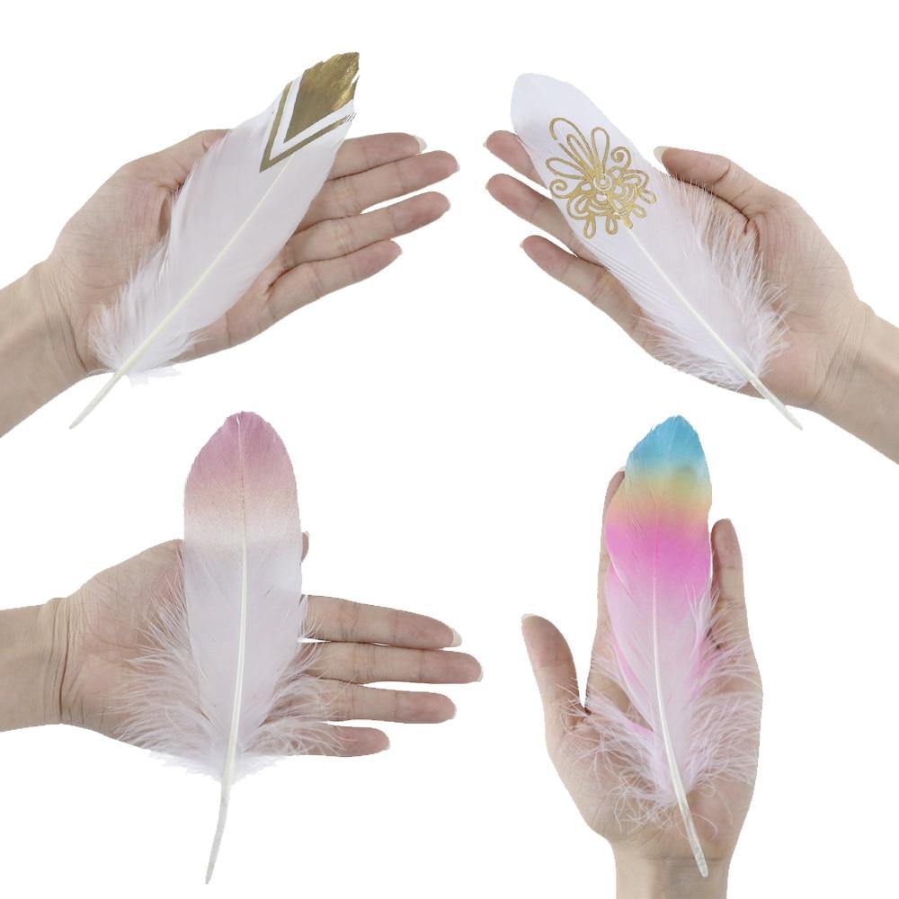 24 Glittery Gold Goose Feathers for Crafts - Woodland Gatherer