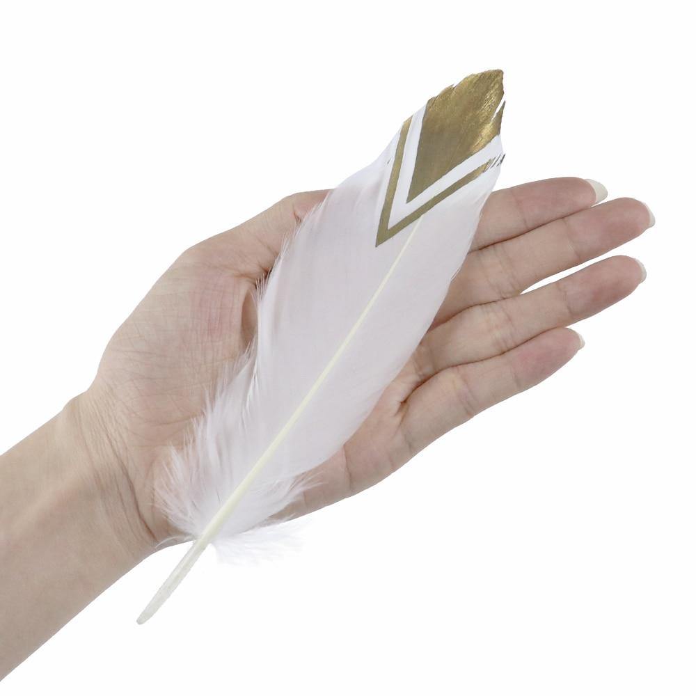 24 Glittery Gold Goose Feathers for Crafts - Woodland Gatherer
