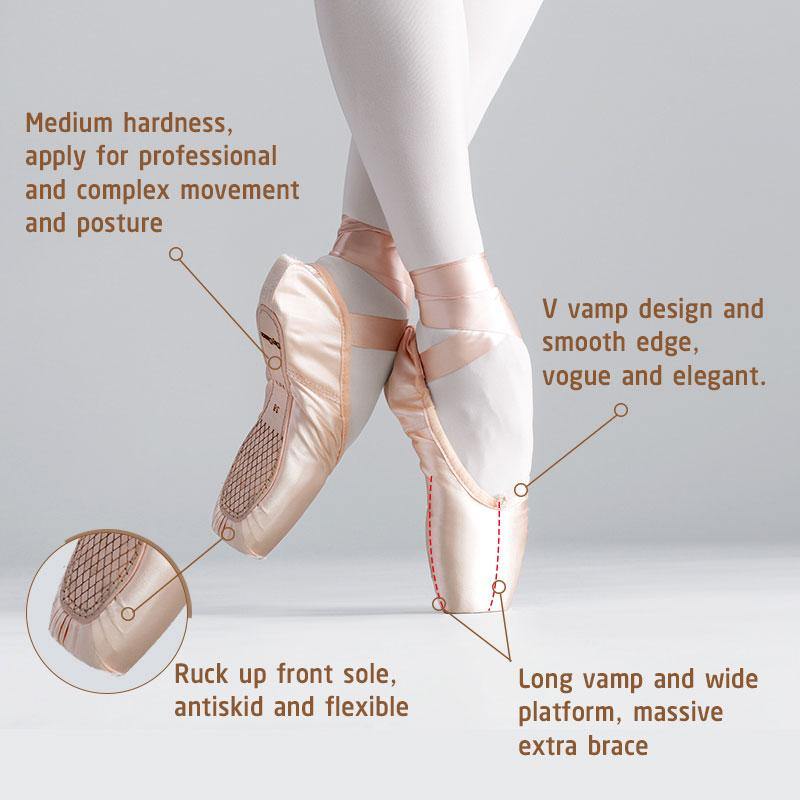 Girls & Womens Red & Pink Ballet Pointe Shoes | Satin Ballerina Ballet Shoes - Woodland Gatherer