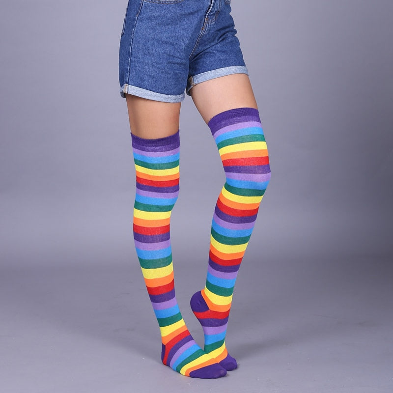 Rainbow Stripes Long Socks