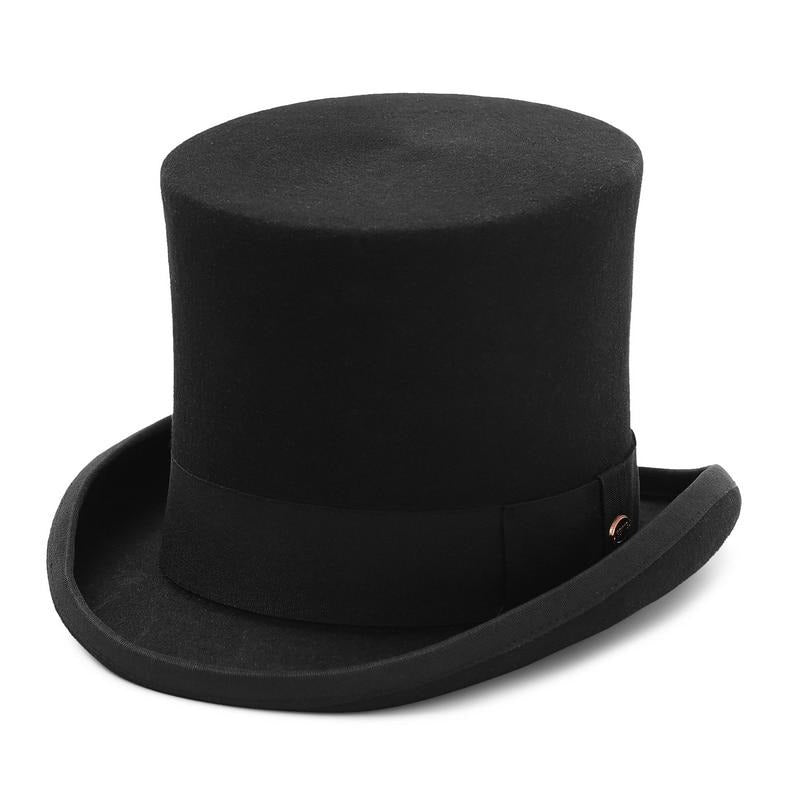 Black Top Hat 17cm 100% Wool Felt