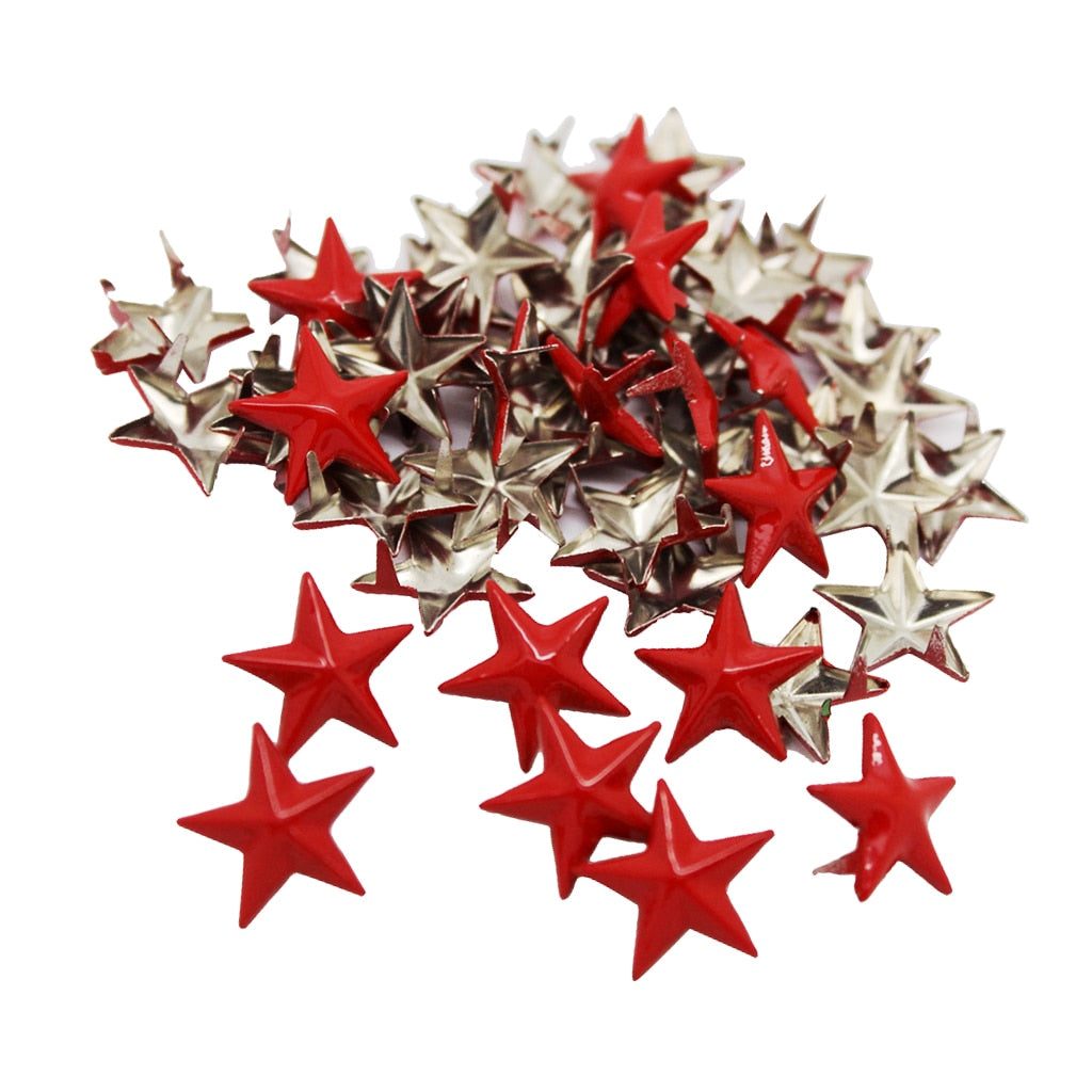 50Pcs Red Star Rivets Studs Punk Craft Decor