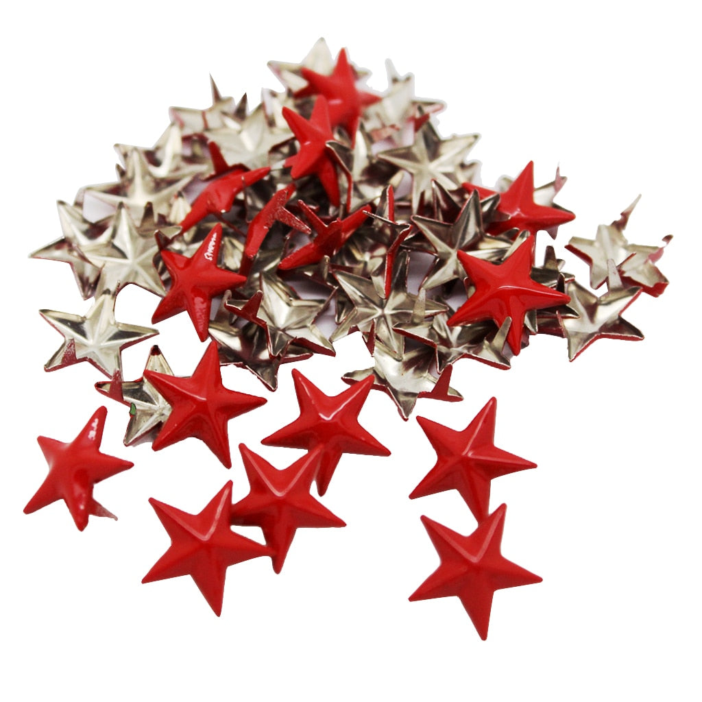 50Pcs Red Star Rivets Studs Punk Craft Decor