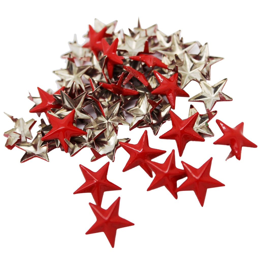 50Pcs Red Star Rivets Studs Punk Craft Decor