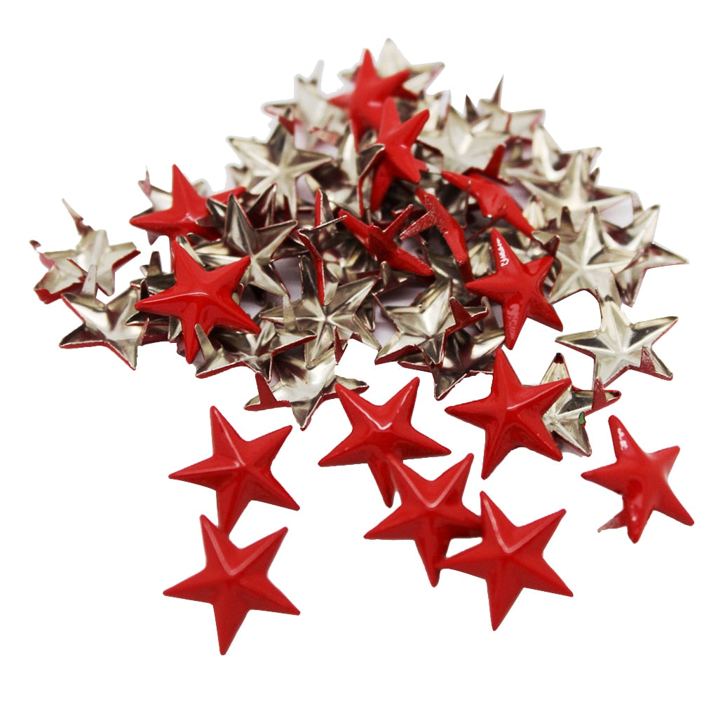 50Pcs Red Star Rivets Studs Punk Craft Decor