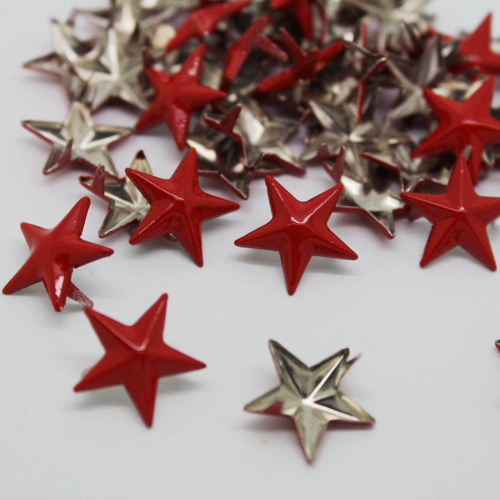 50Pcs Red Star Rivets Studs Punk Craft Decor