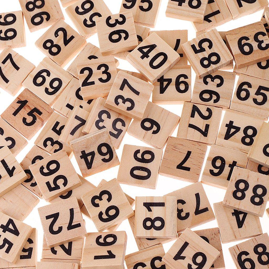 100pcs Wooden Number Tiles Blocks | Kids Educational Toy - Woodland Gatherer