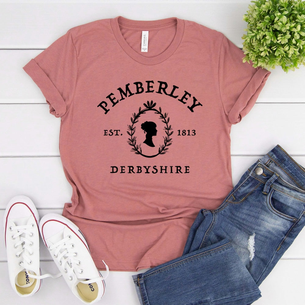 Jane Austen Pride and Prejudice T-Shirt Pemberley Book Lover Tees