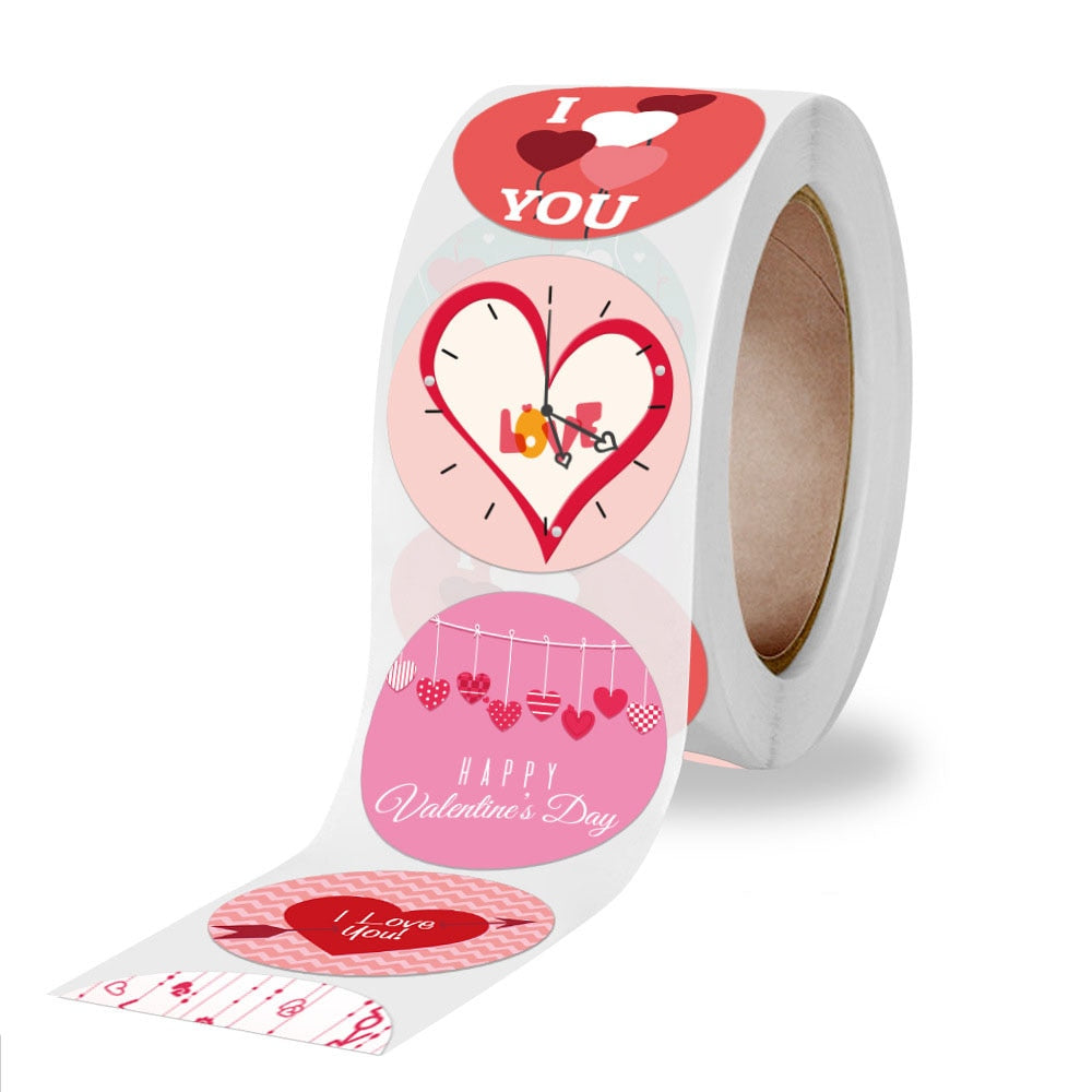 50-500pcs Red Heart Stickers Valentine's Day Paper
