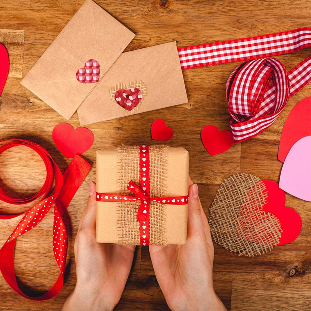 50-500pcs Red Heart Stickers Valentine's Day Paper