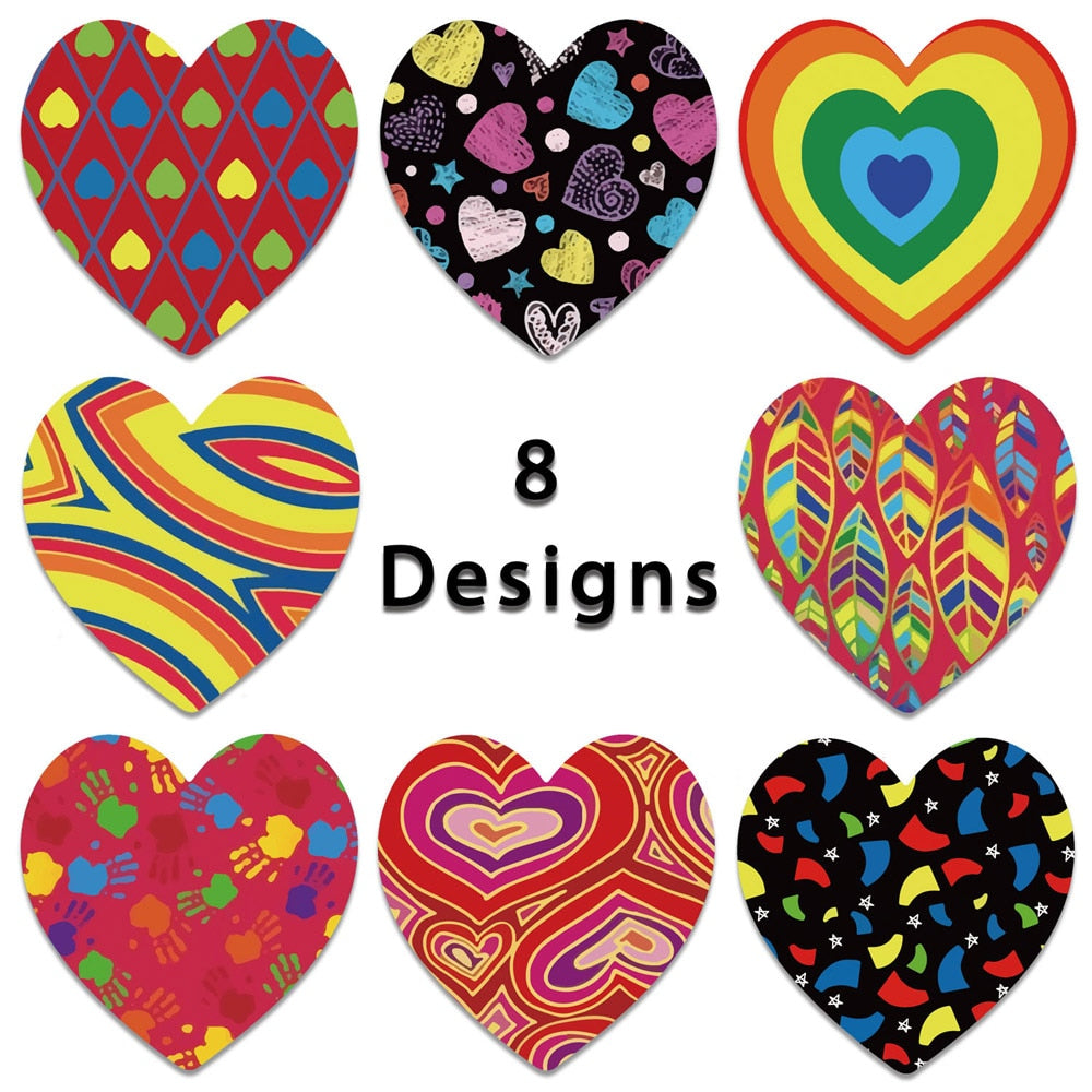 50-500pcs Red Heart Stickers Valentine's Day Paper