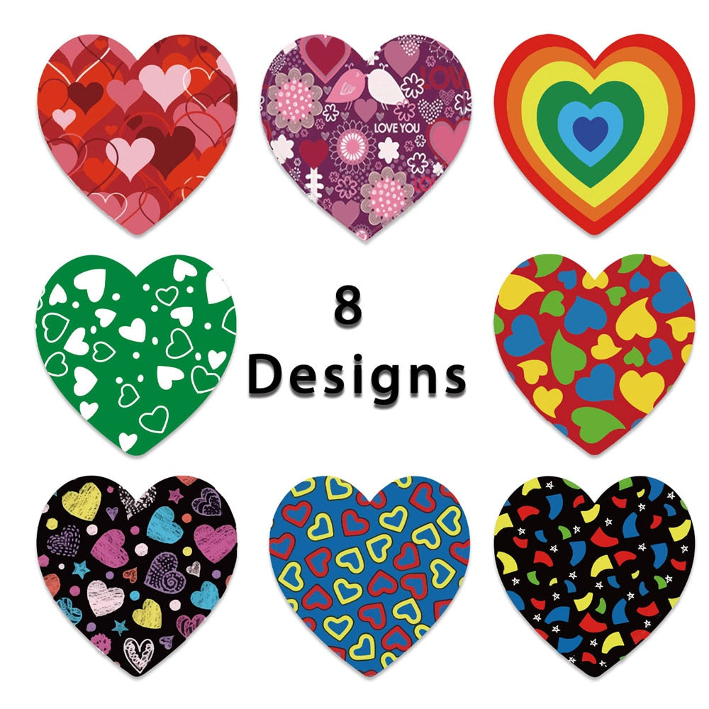 50-500pcs Red Heart Stickers Valentine's Day Paper